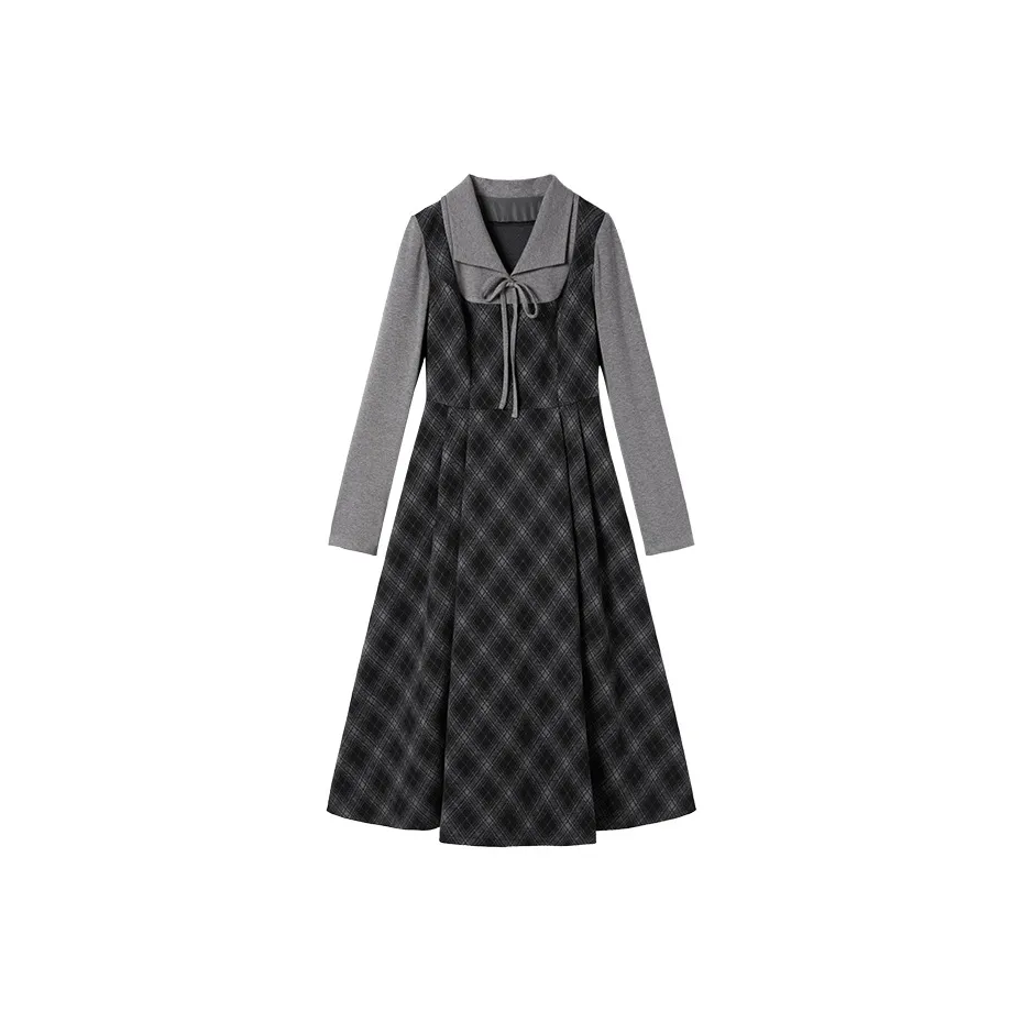 XIANGYING Длинное платье с длинными рукавами женское