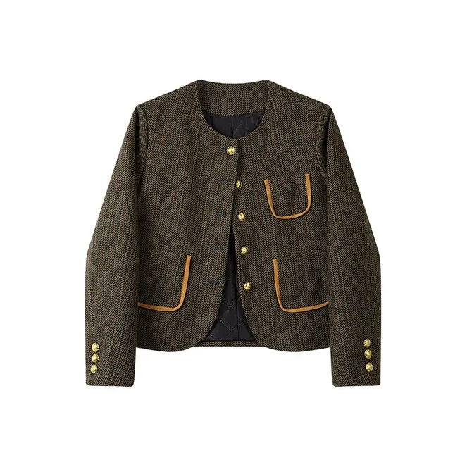 Devanro Елочка Узор Женское Короткое Пальто