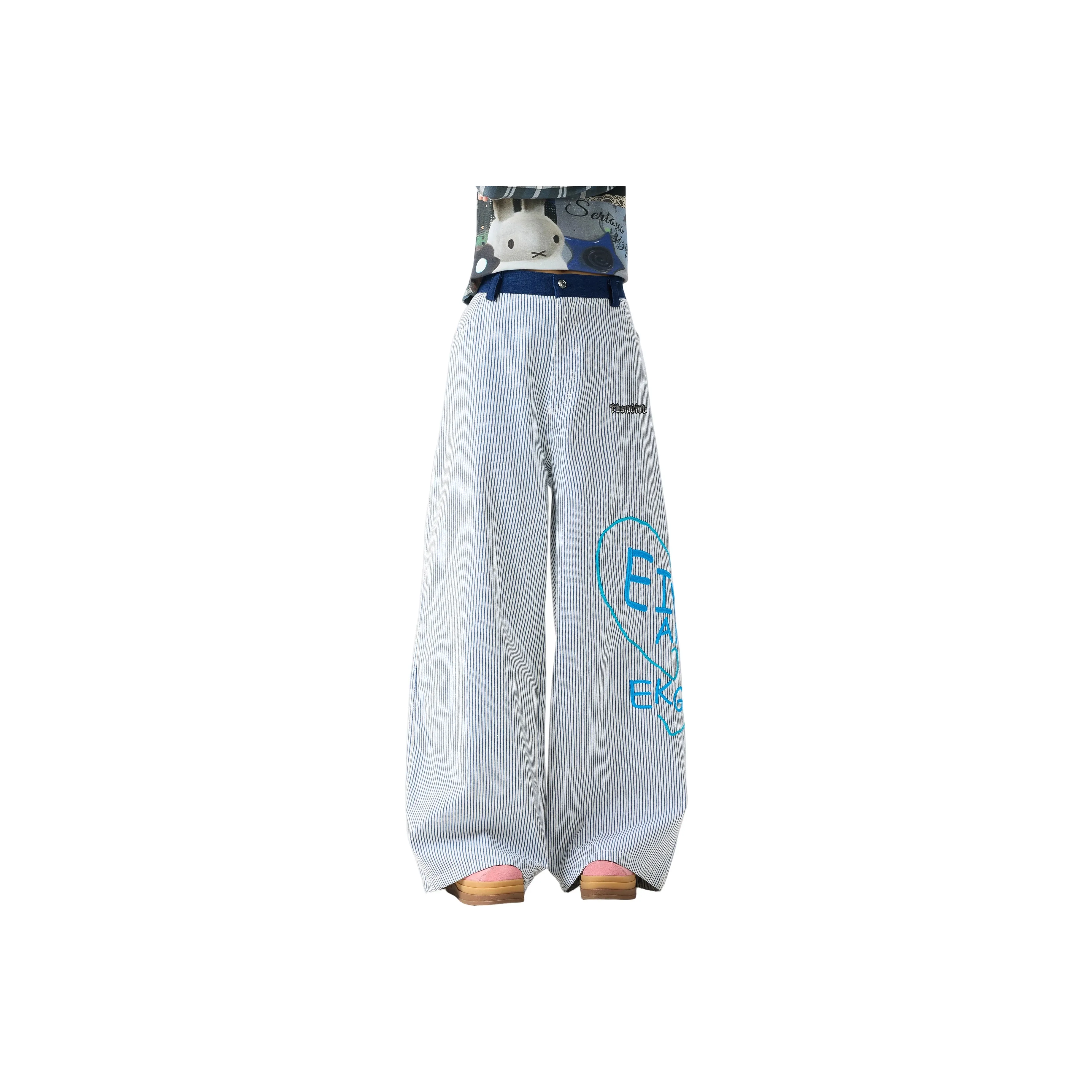 TBSM Синий Полосатый Узор Унисекс Джинсы