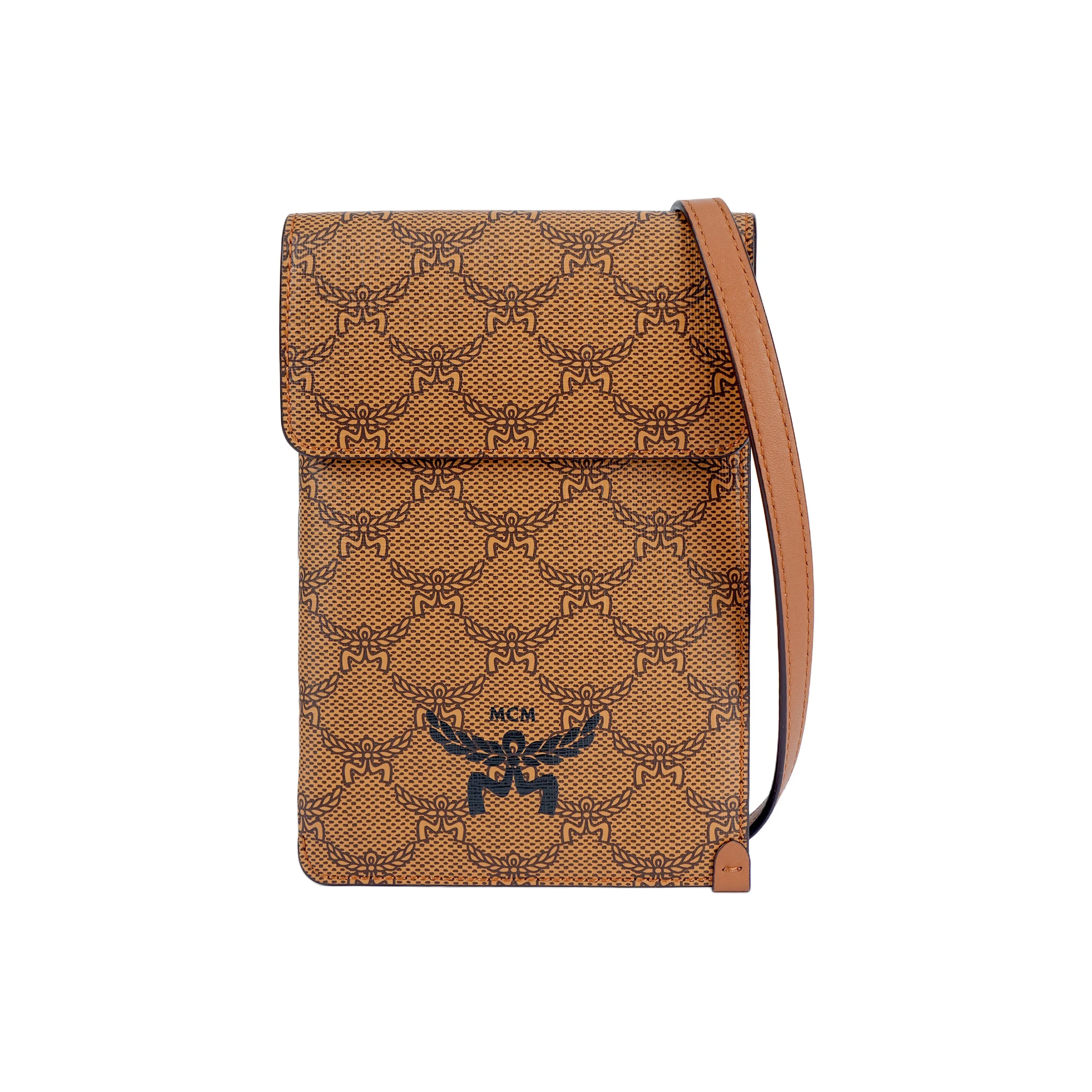 MCM Холст и Кожа Сумка через плечо Мини Женская Коньячного Коричневого цвета