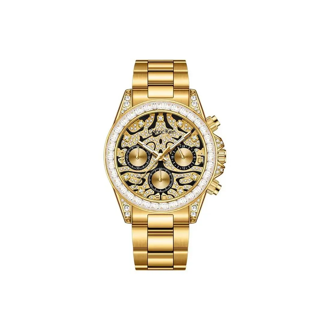 CALORIC KIEN Кварцевый механизм ремешок из нержавеющей стали мужские часы многоцветный циферблат