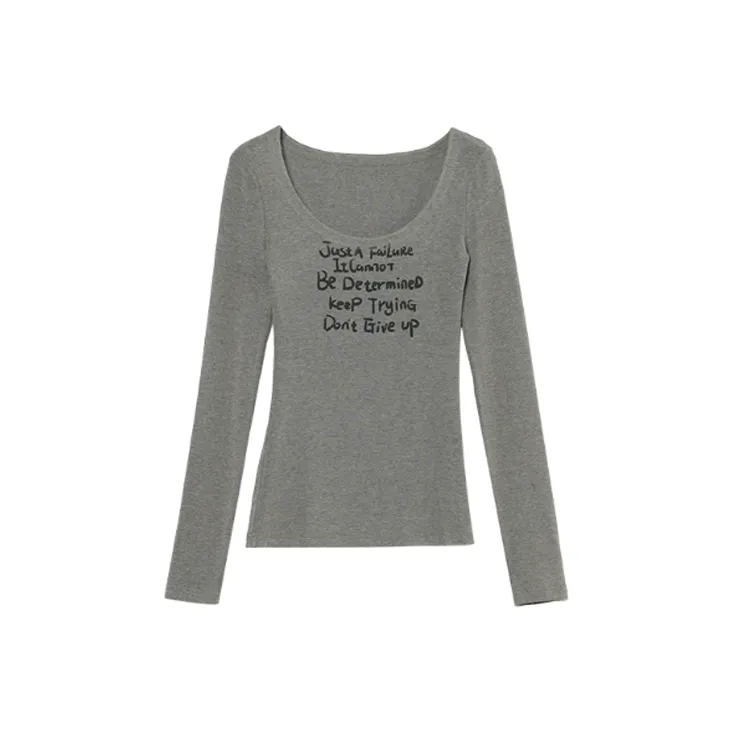 EMDPN Длинный рукав облегающий крой базовый слой топ модный женский