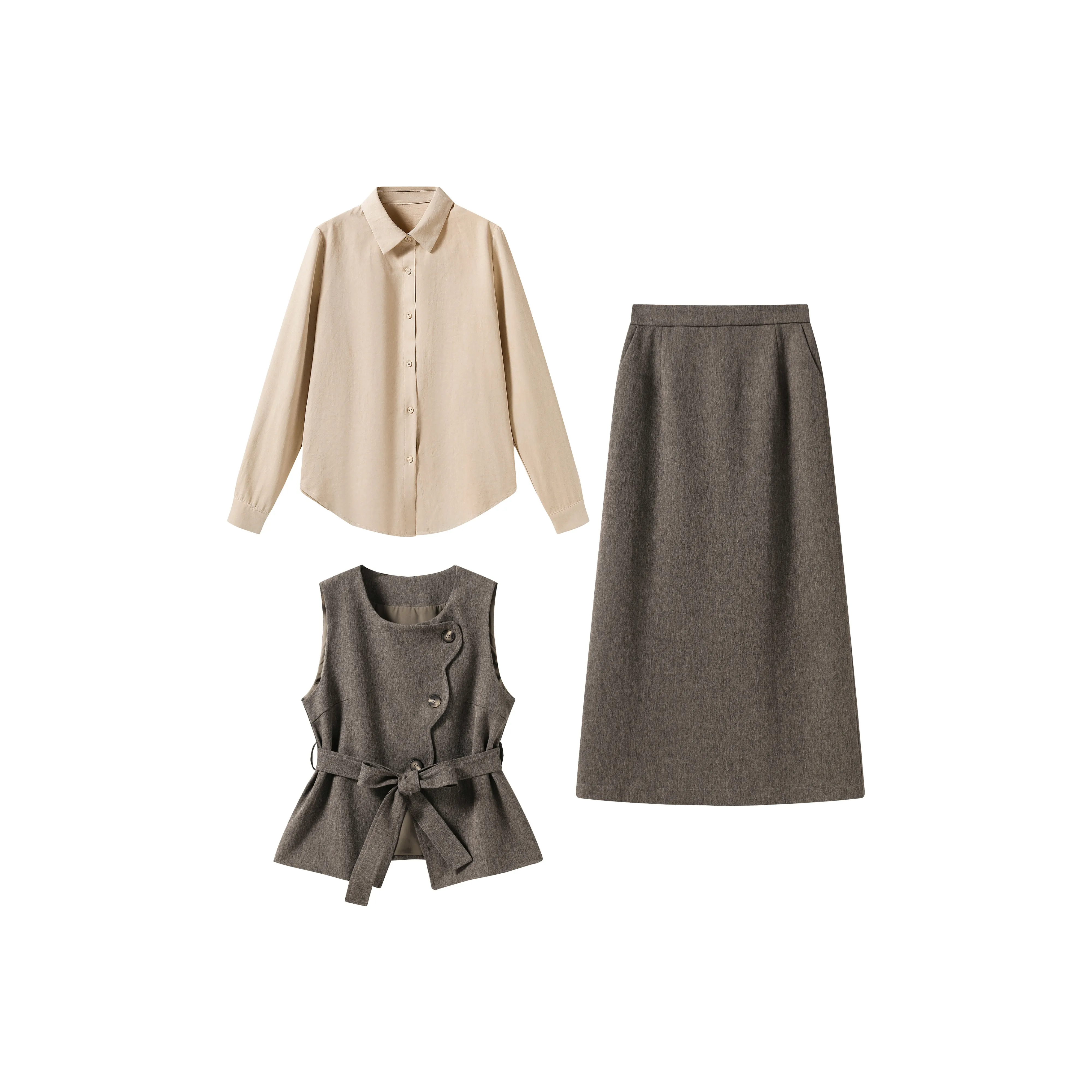 ST SAT Чай Коричневый Женский Комплект с Юбкой