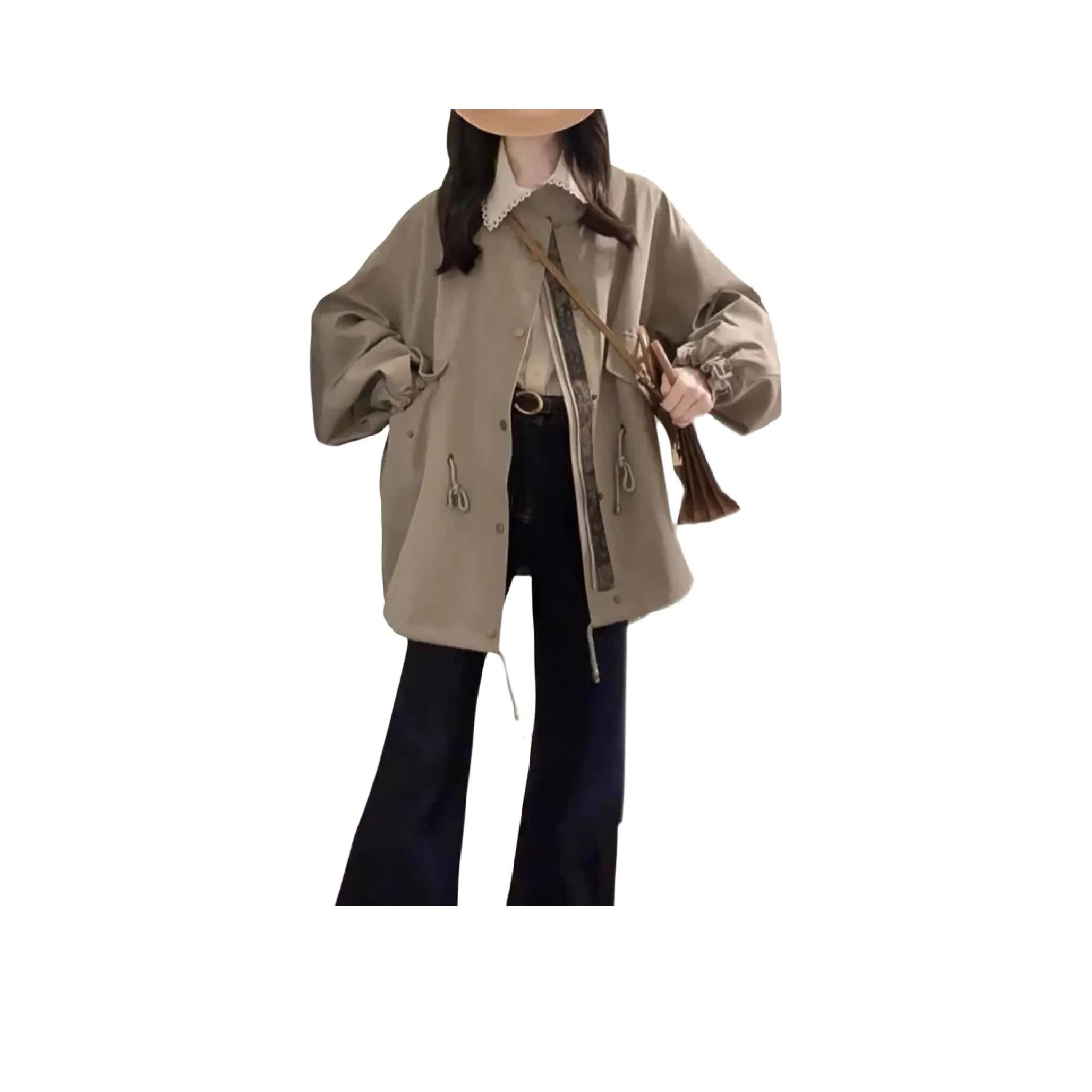 LAKESI Серый Зеленый Женский Короткий Пальто