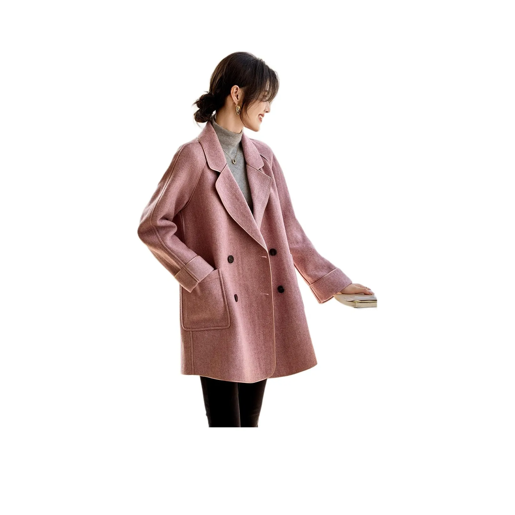 SHANGJING Румяный Розовый Женский Пальто