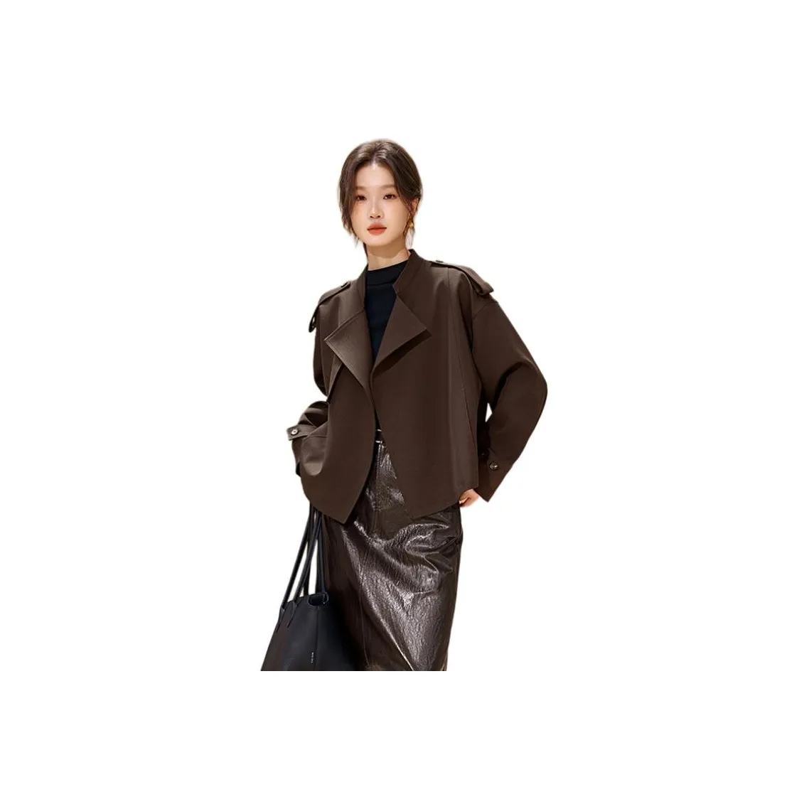 LIJIUJIU Мокко Женское Короткое Пальто