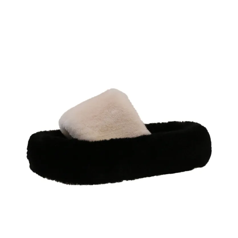 WUJI Резина Платформа Флис Тапочки Женские