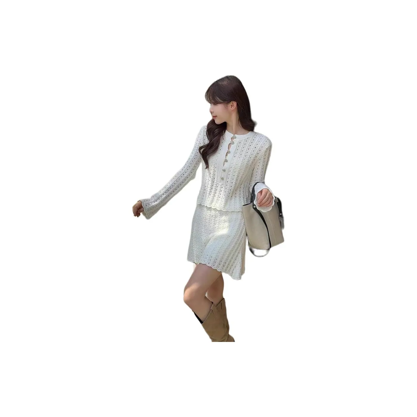 GORGEOUSIDEA Белый Cut Out Одежда Комплекты Женские Юбка и Топ