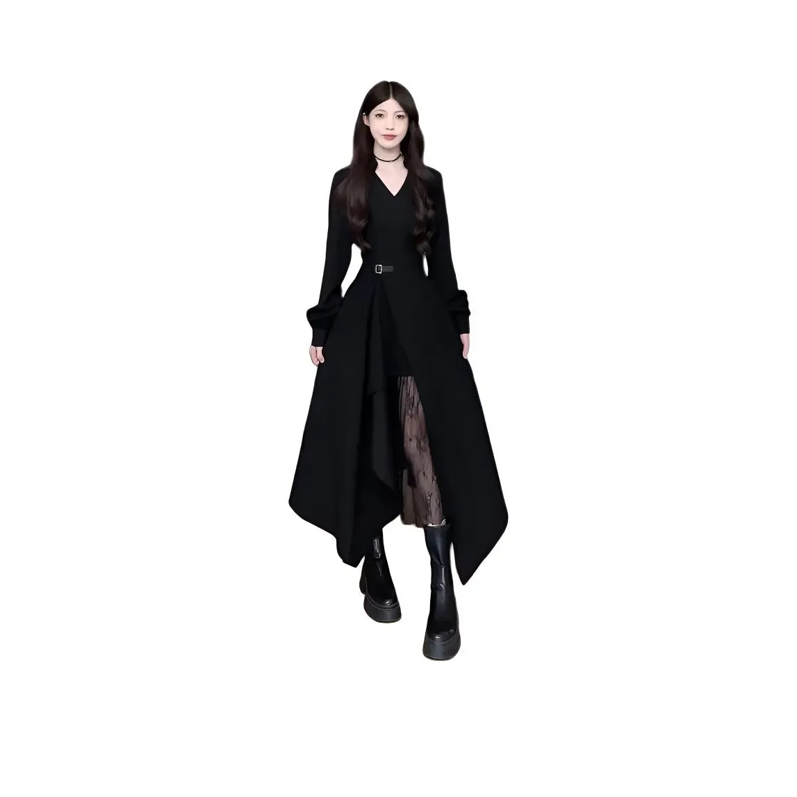 EIDOLON GRAIN Длинное платье с длинными рукавами женское