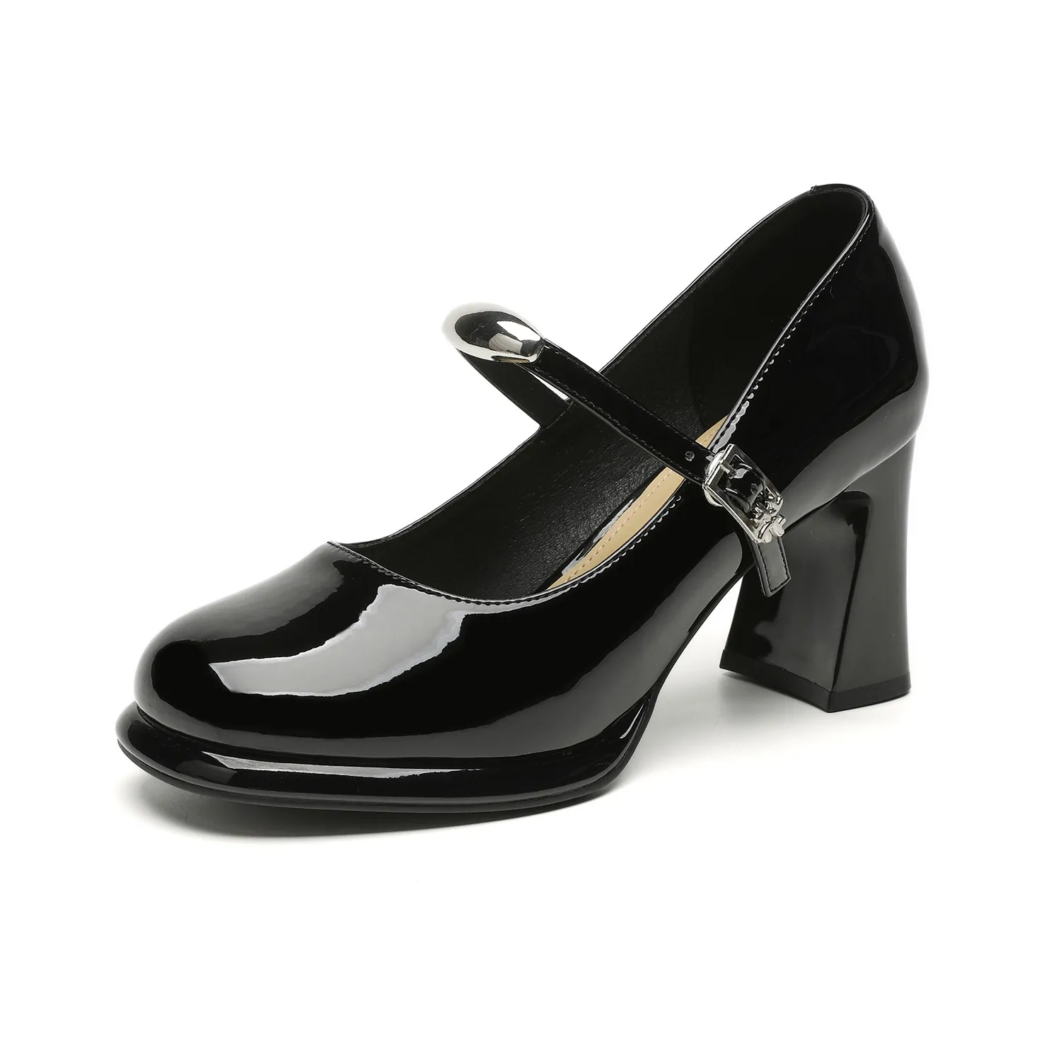 B+AB Французский Элегантность Высокие каблуки Низкий вырез Женская Обувь без подкладки Грубый каблук Модная одежда Туфли Мэри Джейн Женские