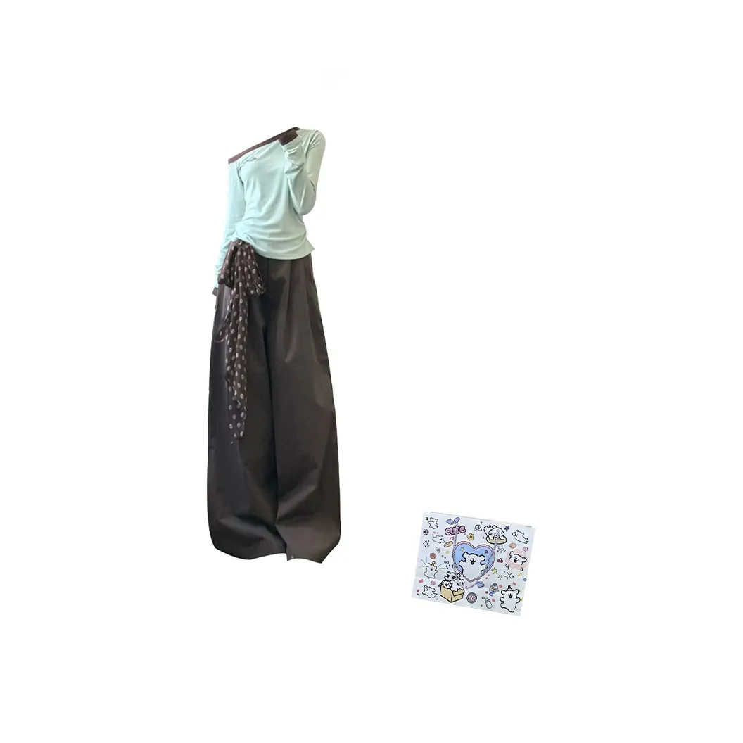 MARIE·COCO Мятно-зеленый топ + повседневные штаны женские комплекты с юбкой