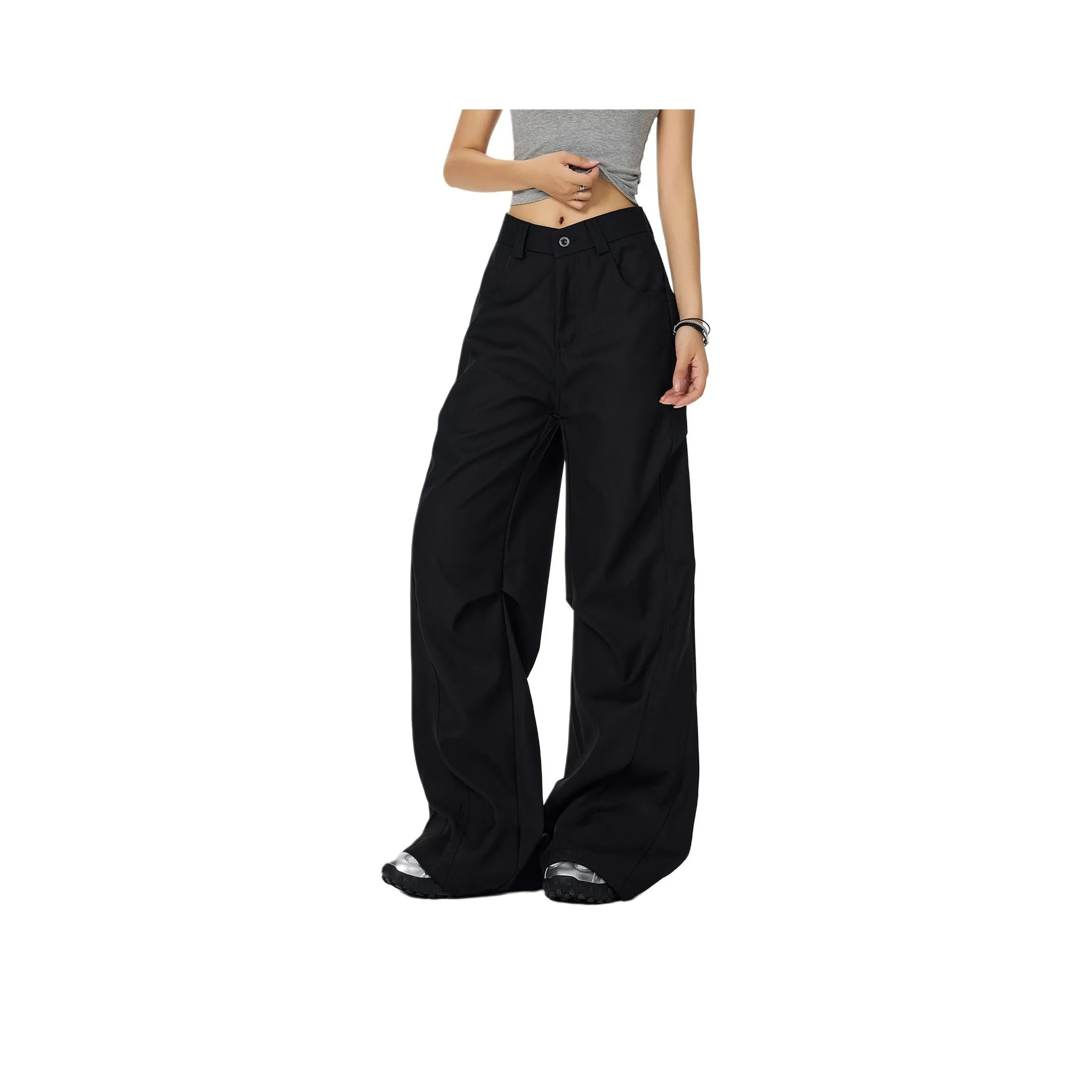 Wen Shan Черные Брюки Женские Повседневные Брюки