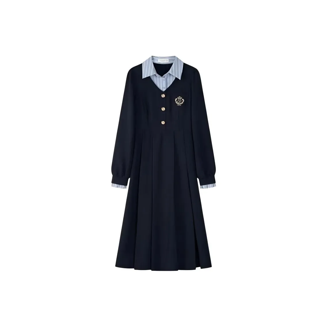 DANCANG Пэчворк Mock Двухкомпонентное Длинное Платье с Длинными Рукавами Женское