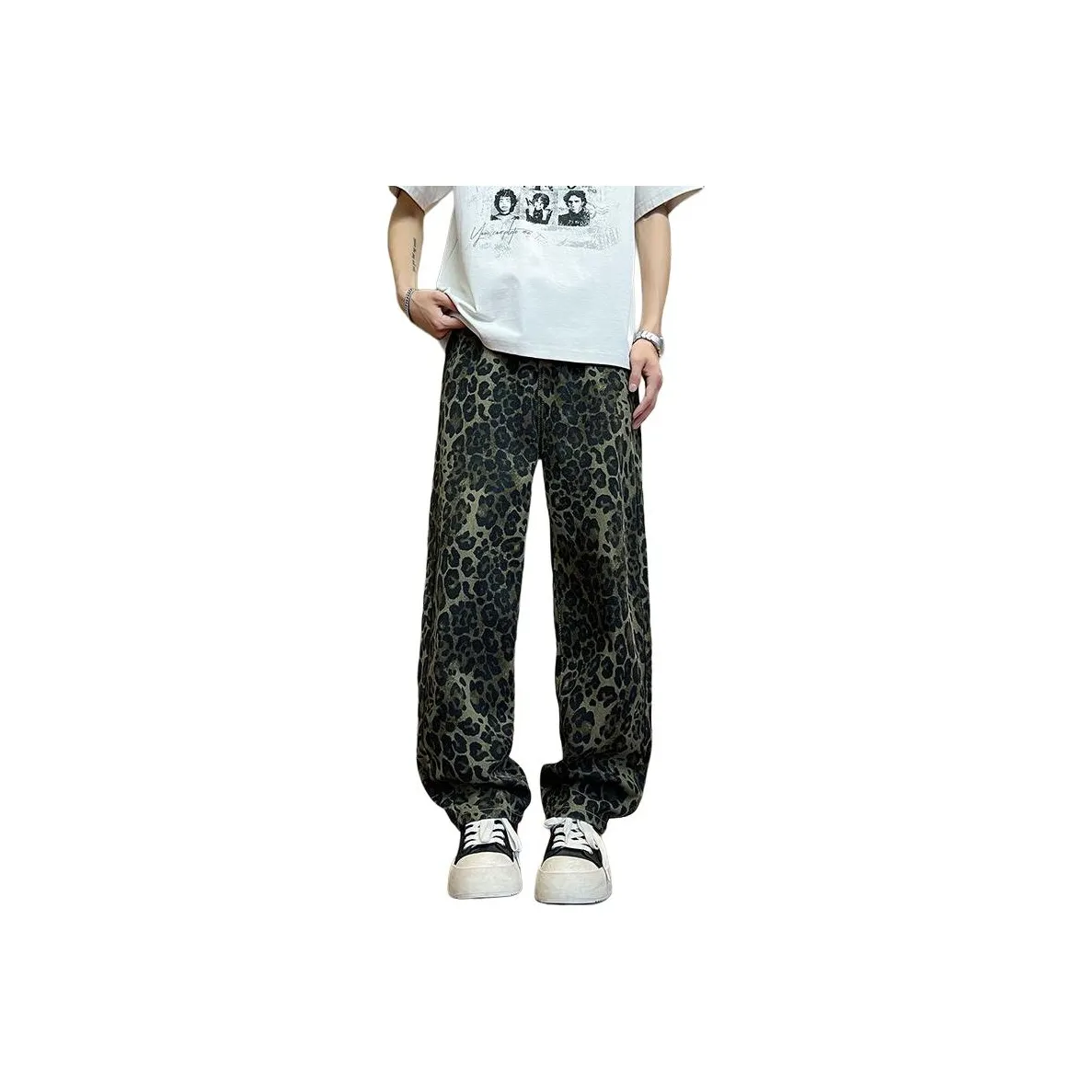 NRXX Леопардовый принт Унисекс Джинсы