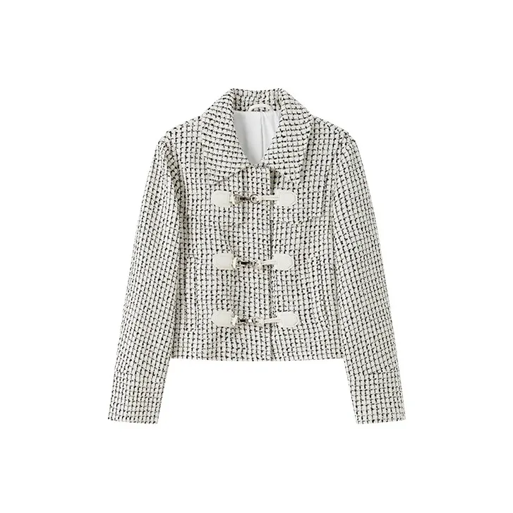 Devanro Классический черный Белая клетка Женские Короткие пальто