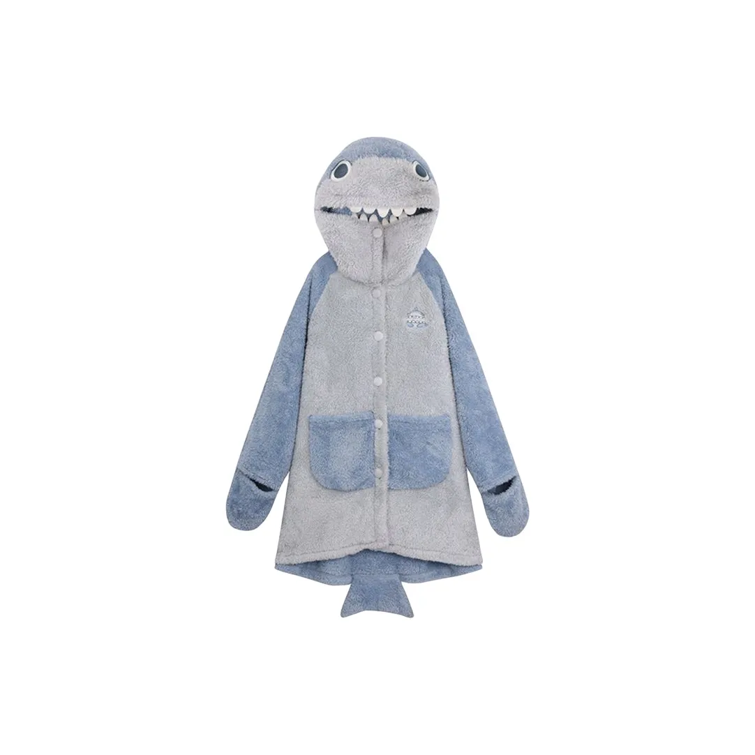 MEIJIAO Синий Серый Shark Sleep Robe Женские Банные халаты
