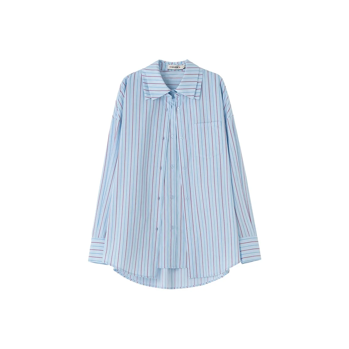 SOON FLOWER Синие Красные Полосы Женские Рубашки