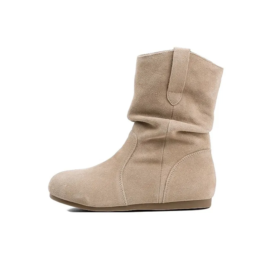 Lanza Скрытый каблук 4,5 см Винтаж Отделение Кожа Замша Ботинки Непринужденный стиль Западный Cowboy Ботинки Ботильоны Женские