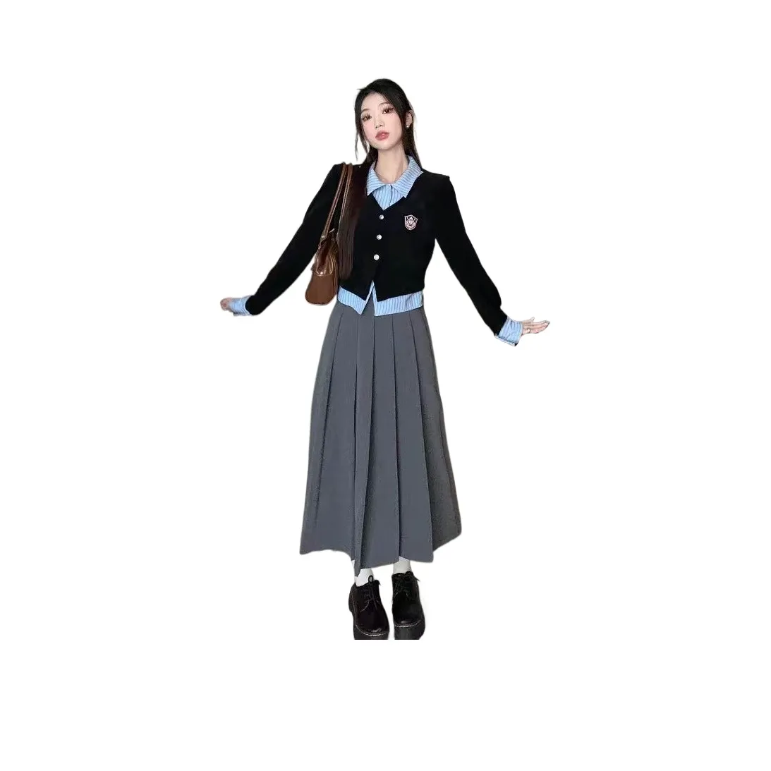 Lan Miao Черный Женские Комплекты с Юбкой