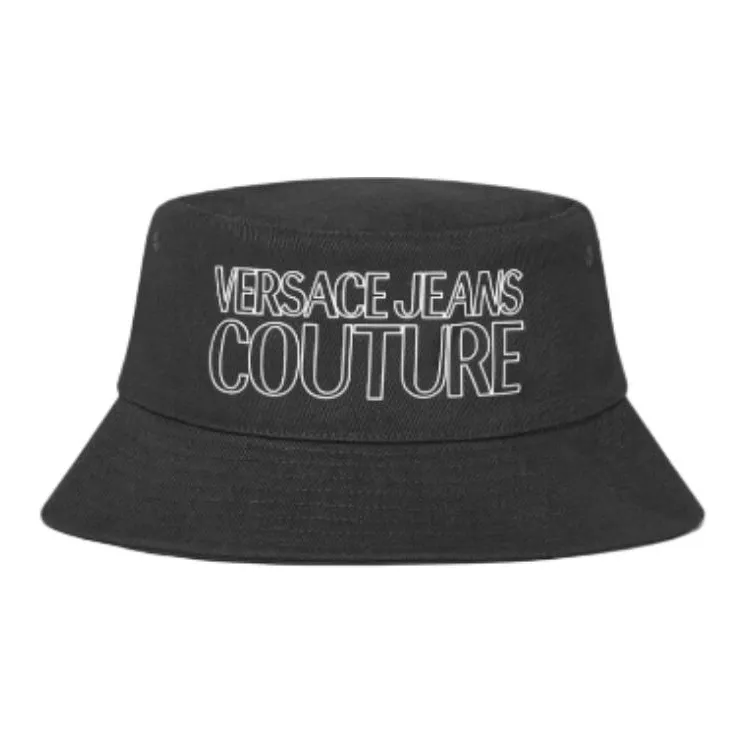 VERSACE Мужские хлопковые панамы черного цвета