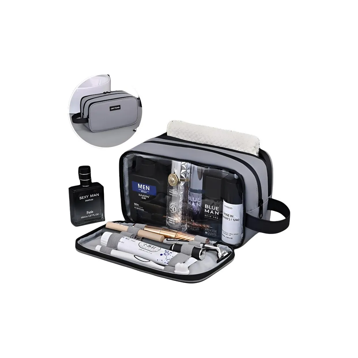 TLXT Тройной слой Большая емкость Мужская Туалетная сумка для путешествий Портативная Премиум Косметичка для хранения На открытом воздухе Эссенциальные