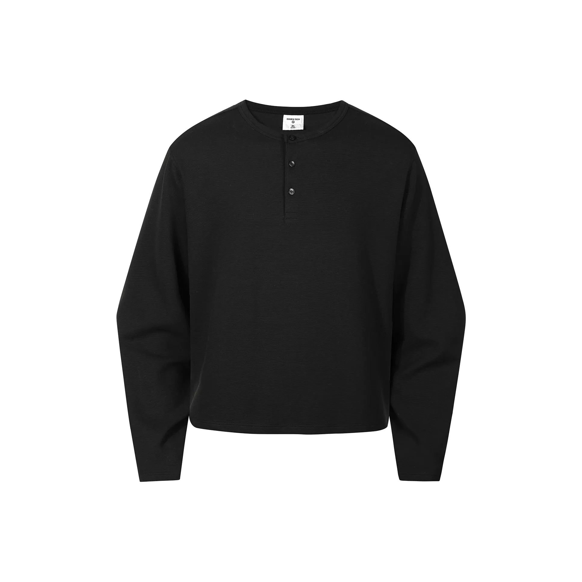 GUUKA TECH Осенний вафельный трикотаж Длинный рукав Т-рубашка Унисекс