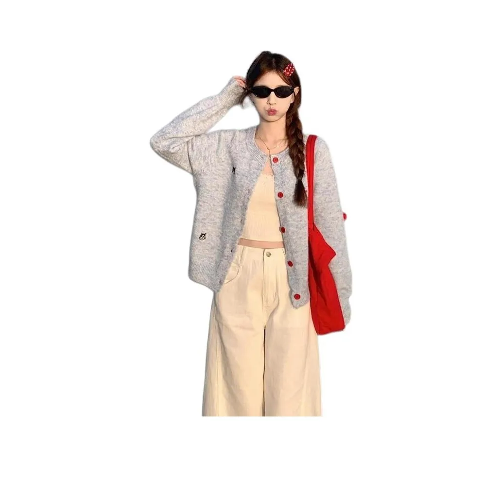 ZVJH Синий Серый Женский Трикотаж