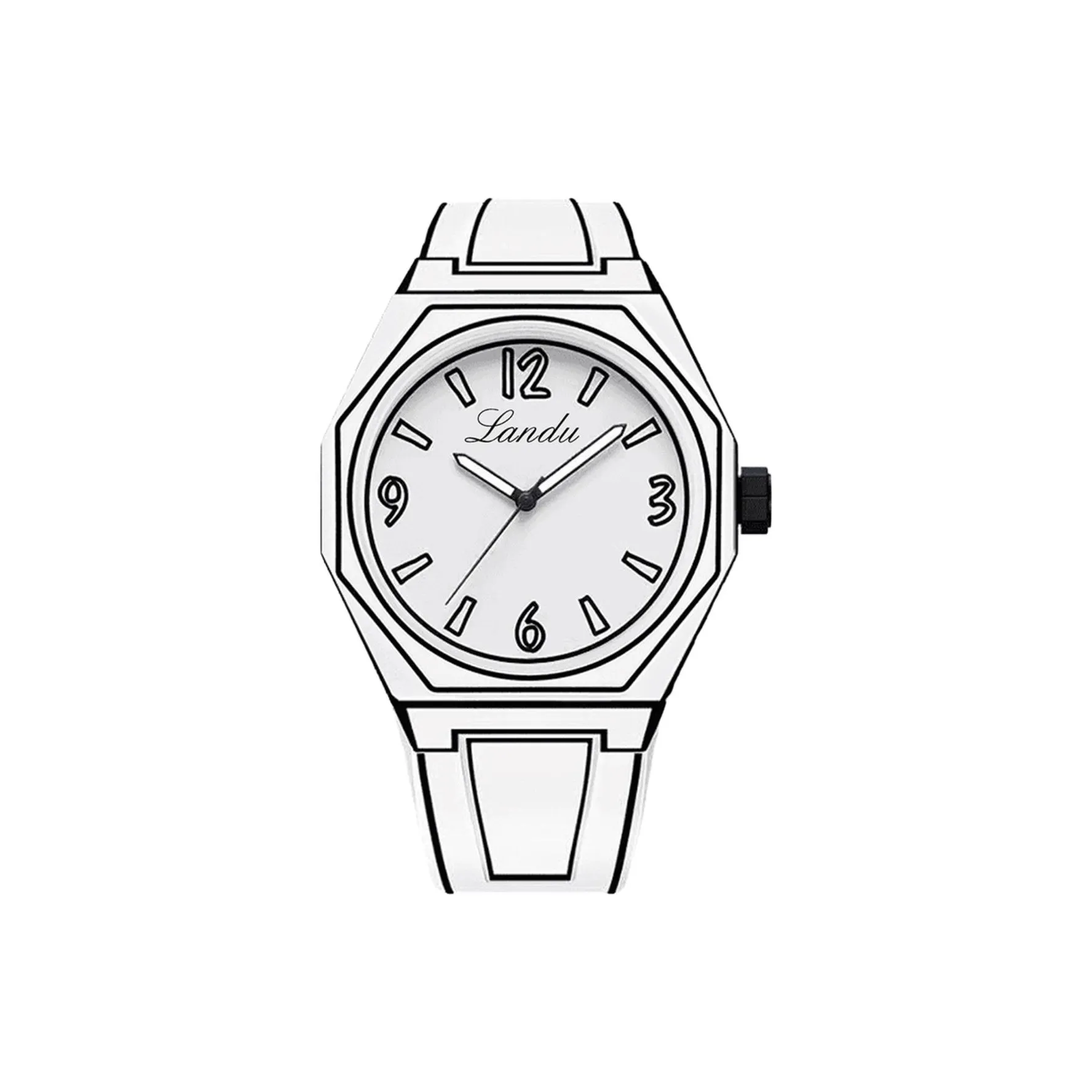 LANDU Кварцевый механизм Резиновый ремешок Часы Мужские Многоцветный циферблат часов