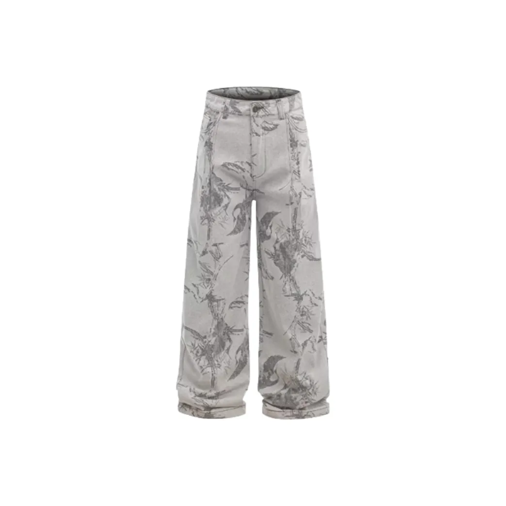 NRXX Мужская одежда Модный японский стиль Чернильная ткань окрашенная в пряжу Жаккард Технология Промытый Джинсы Харадзюку Мужской