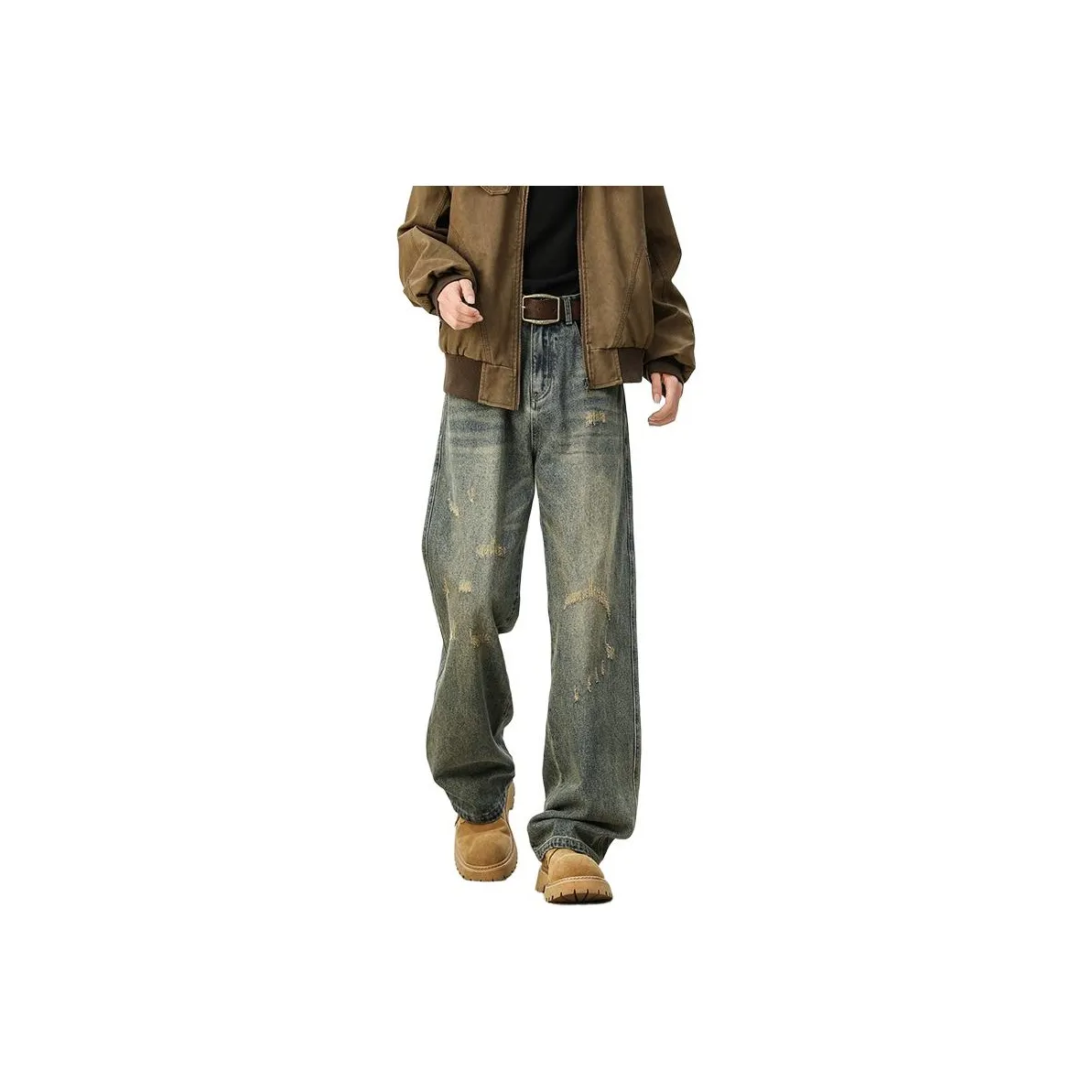 REBIRTHRABBIT Винтажные синие мужские джинсы