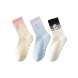 C 자수 크루 삭스 3팩 세트 (핑크+퍼플+화이트 블랙)