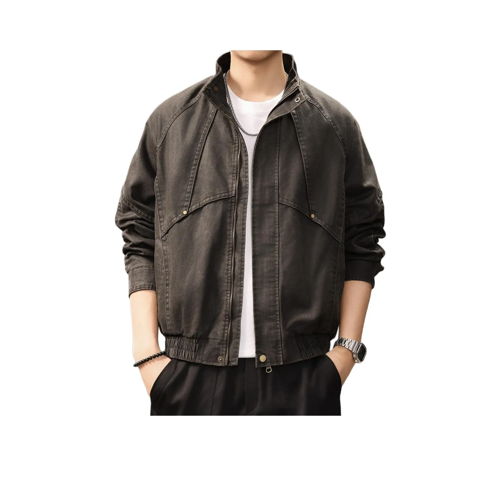 GUISE Темно-серый унисекс кожаные куртки