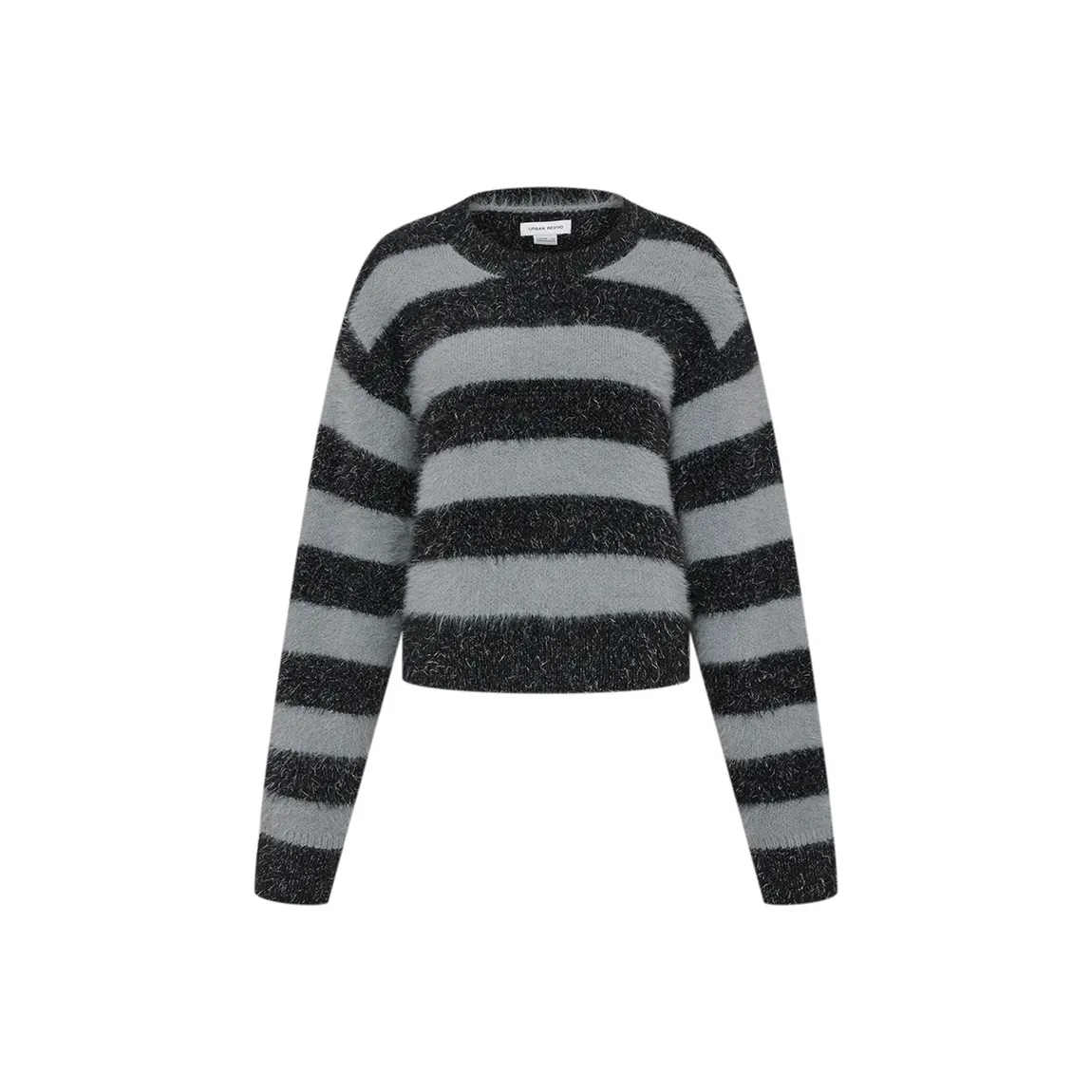 URBAN REVIVO Темно-черный Серый Полосы Женский Трикотаж