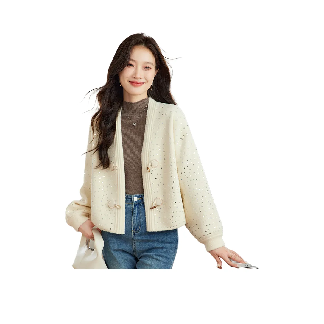MJ Осенний Трикотажная Ткань Кардиган Женский Укороченный Куртка Женский