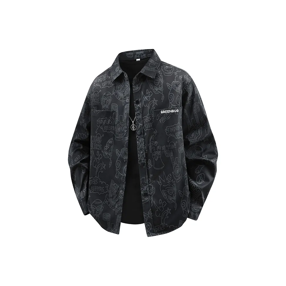 Bug Small Green Длинный рукав Шифон Унисекс