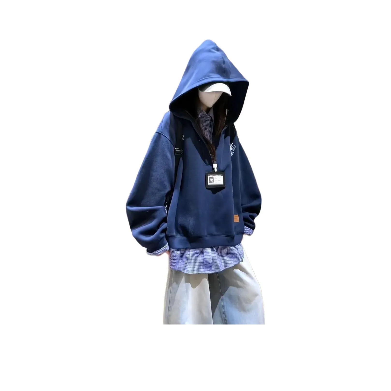 LAKESI Клетчатый Mock Двухкомпонентный худи Женские худи