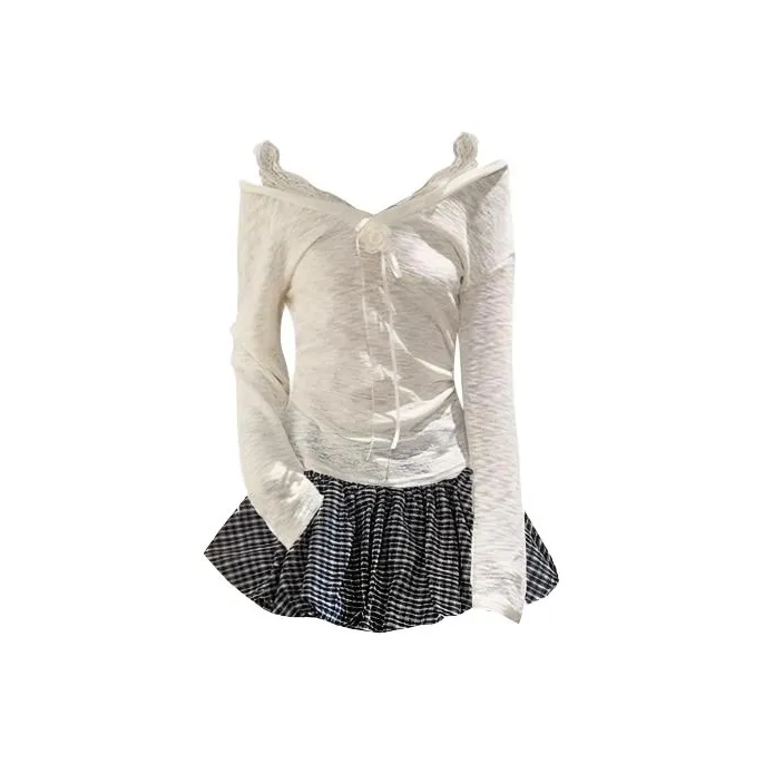 TIBINB Кружевной топ и юбка женский комплект