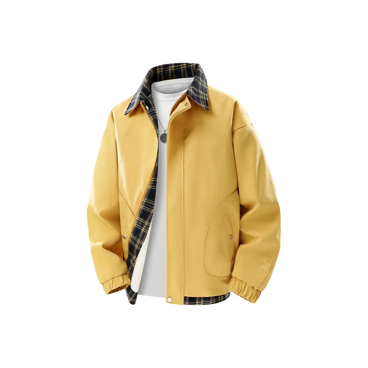 PGNC Коммутирование Свободный крой Повседневный стиль Цветовой блок Клетка Куртка Мужская одежда Унисекс