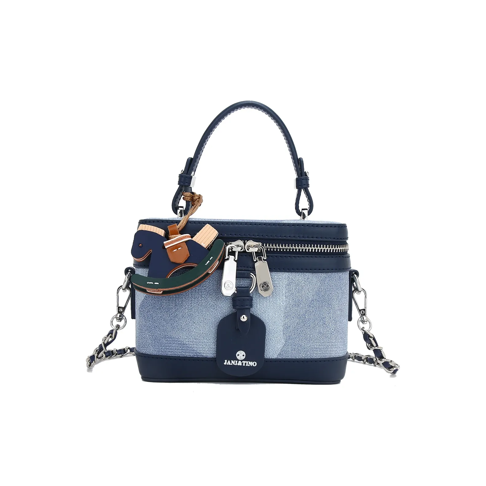 JANITINO Полиуретан ПУ (полиуретан) Сумка Стандартная Женская Синяя Зеленая