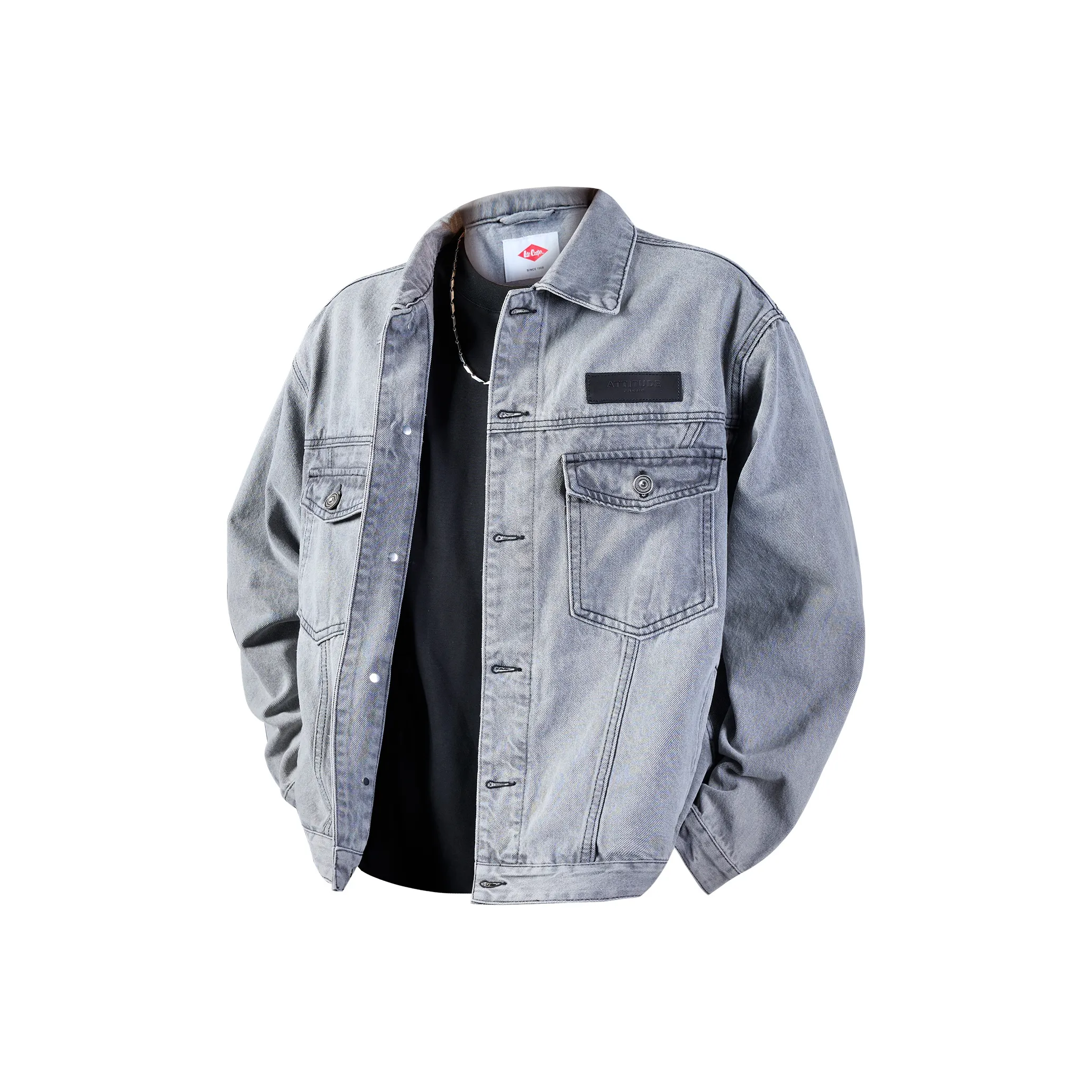 Lee Cooper Весенний Осенний Деним Куртка Мужская Серого цвета