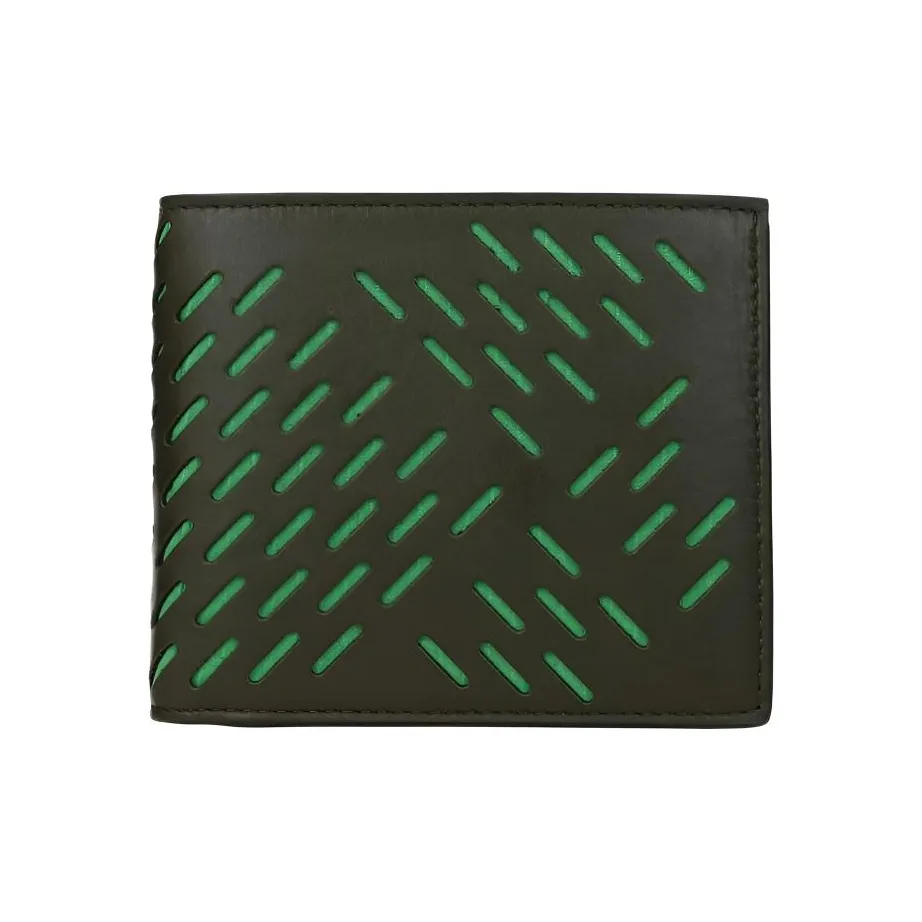 Bottega Veneta Телячья кожа Держатель для карт кошелек Мужской Армейский зеленый Черный