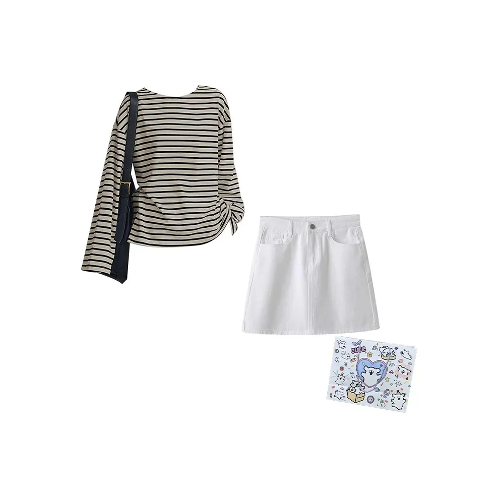 MARIE·COCO Полосатый Топ+Юбка Женские Комплекты с Юбкой