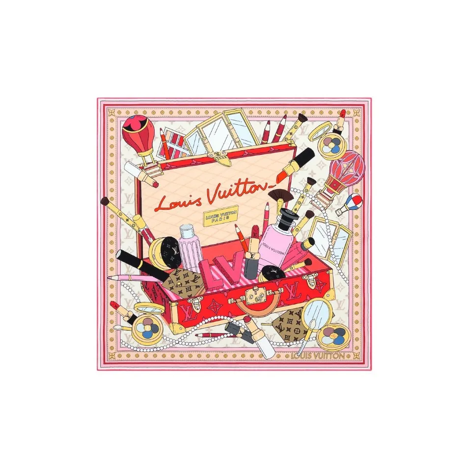 LOUIS VUITTON Шарфы из шелка Тутовый женские розовый красный