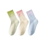 C 자수 크루 삭스 3팩 세트 (그린+핑크+퍼플)