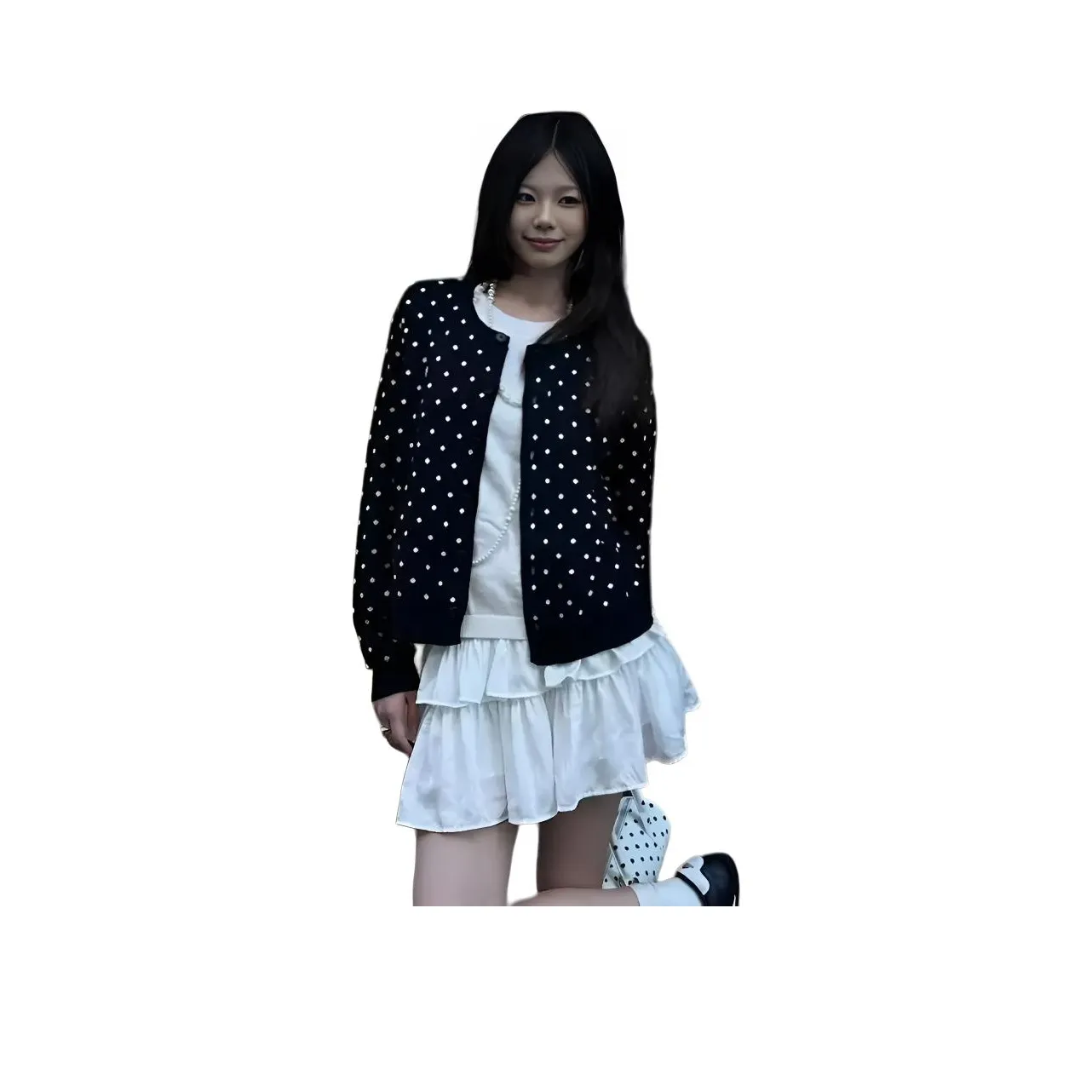 Mock Два предмета Топ с горошком Женская трикотажная