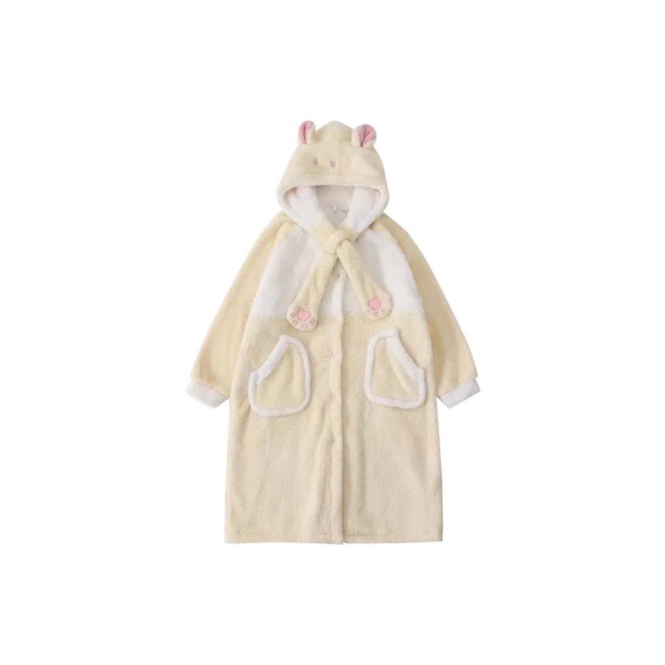 MEIJIAO Бежевый Желтый Халат для сна Robe Женские Банные халаты