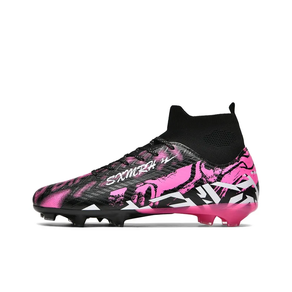 Binary FG Твердый грунт Амортизация Устойчивость к истиранию Легкий Противоскользящий Футбольные бутсы Мужской Черный Розовый Красный