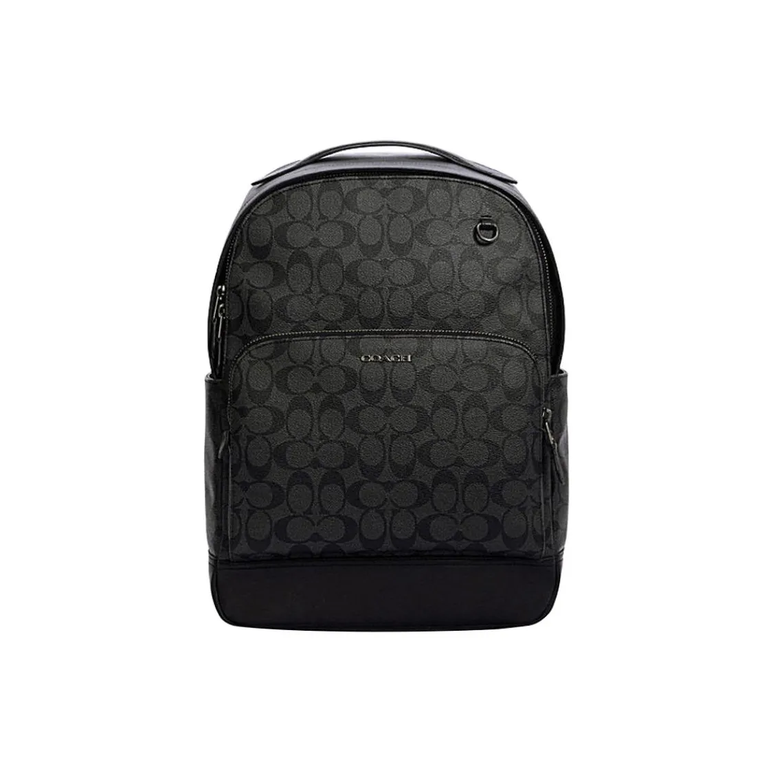 COACH Graham Coated Canvas With Smooth Cow Leather Backpack Large Size Men's Charcoal Black