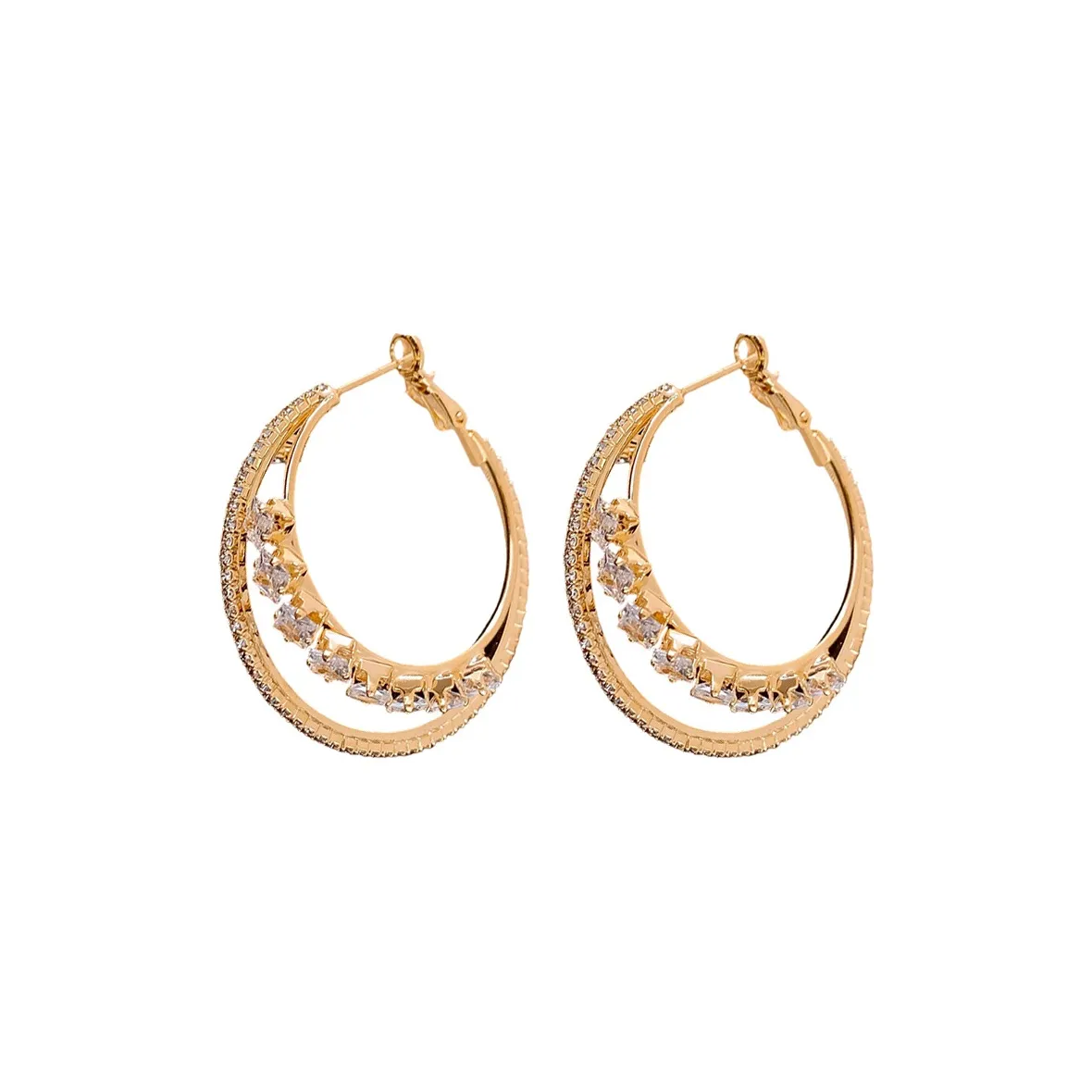 Drejew Сплав с Серьгами с цирконием And Серьги-кольца Набор Женские