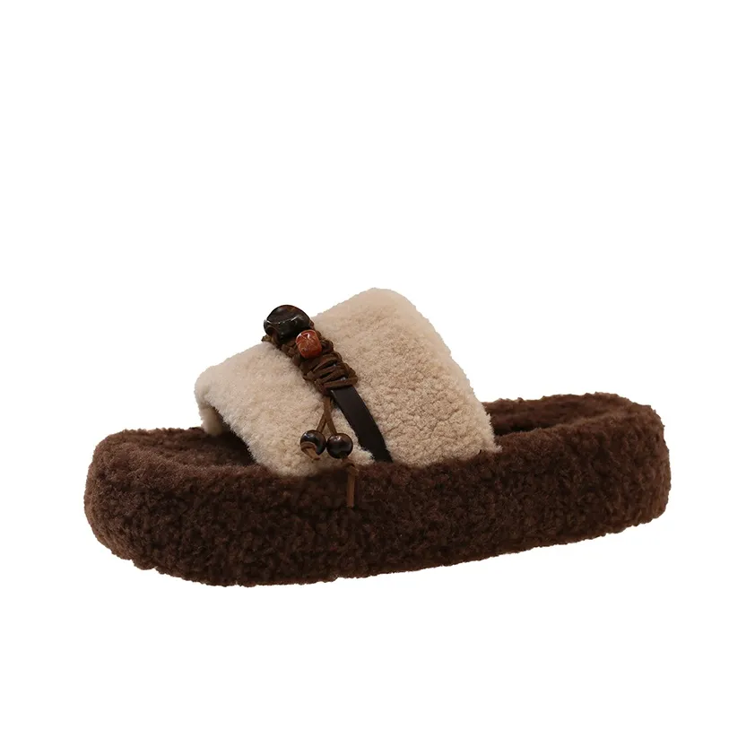 WUJI Резина Винтаж Кисточка Тапочки Женские